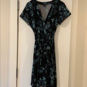 Torrid Black Floral Jersey Knit Faux Wrap Dress